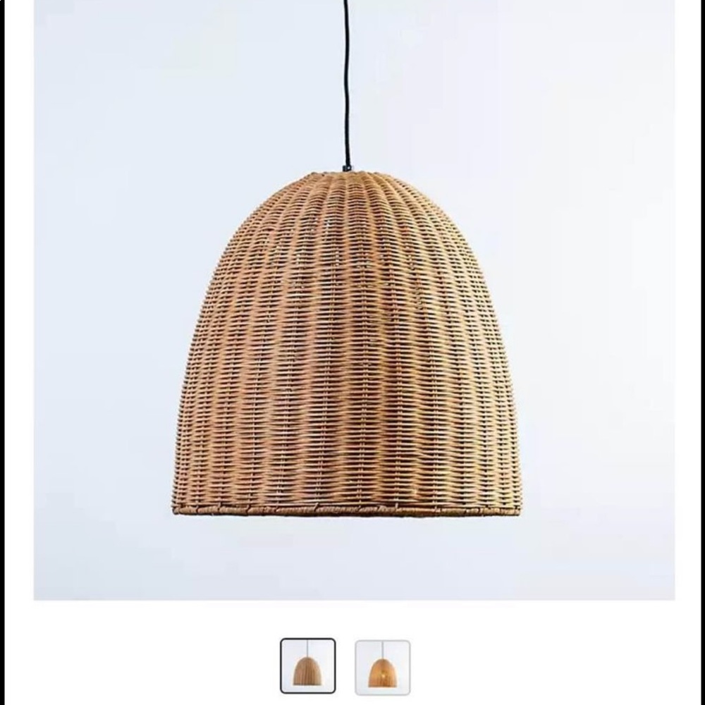Large rattan light pendant fixture